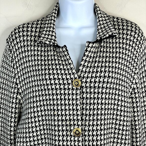 Vintage Alnoral Academia Houndstooth Old Money Cardigan Sweater Sz L Wool Blend - Picture 3 of 11